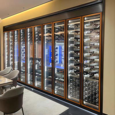 Stainless Steel Wine Bar Cabinet Household Wine Display Cabinet With LED Lighting