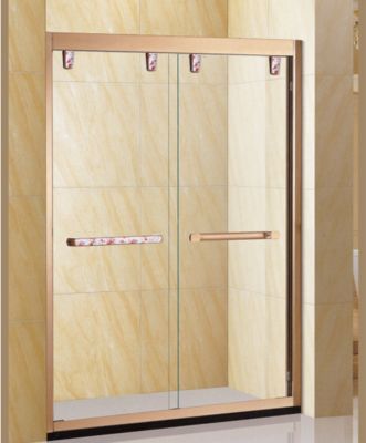 Waterproof Stainless Steel Shower Room 8mm Glass Thickness Sliding Door Rose Gold