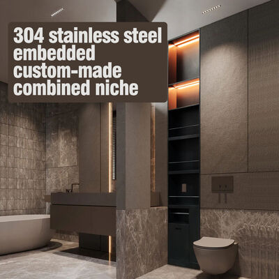 304 Stainless Steel Shower Niche with Embedded Custom Design Full Welded Seamless and Vacuum Nano Coating