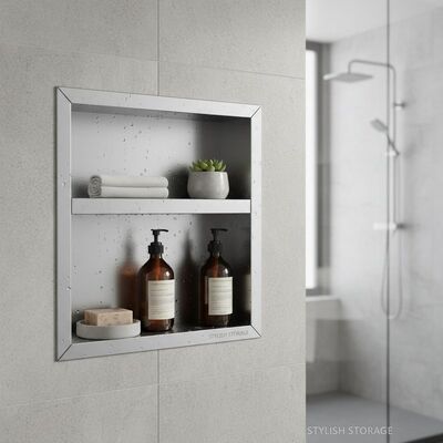 Matte Stainless Steel Shower Niche Durable Bathroom Built In Recessed Shelf for Stylish and Practical Bathroom Storage