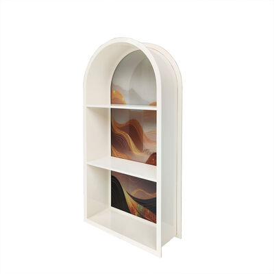 304 Stainless Steel Printed Transparent Glass Backboard Niche - Customizable Double-Layer Framed Glass Display Niche