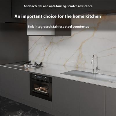 Modern 304 Stainless Steel Kitchen Island With Integrated Stove Sink MDF Countertop