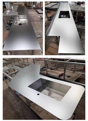 Modern 304 Stainless Steel Kitchen Island With Integrated Stove Sink MDF Countertop