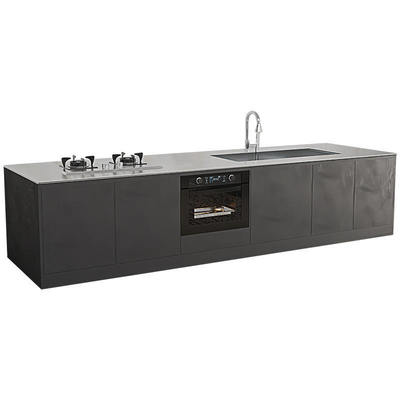Modern 304 Stainless Steel Kitchen Island With Integrated Stove Sink MDF Countertop
