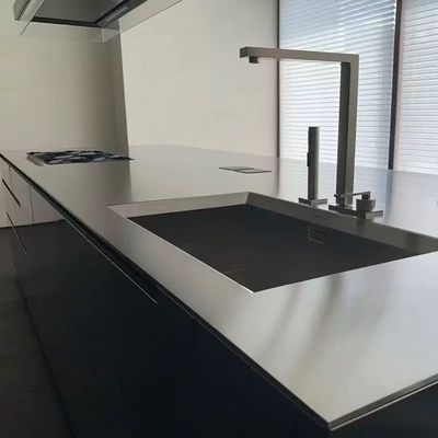 Modern 304 Stainless Steel Kitchen Island With Integrated Stove Sink MDF Countertop