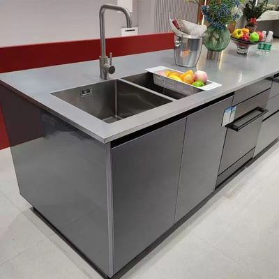Modern 304 Stainless Steel Kitchen Island With Integrated Stove Sink MDF Countertop