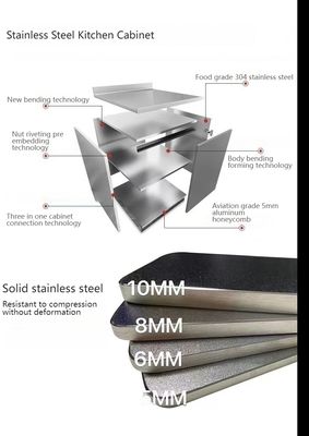 Modern 304 Stainless Steel Kitchen Island With Integrated Stove Sink MDF Countertop