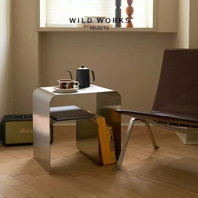 Modern Square Side Table Bed Side Cabinet Stainless Steel 420x320x320mm with Minimalist Design