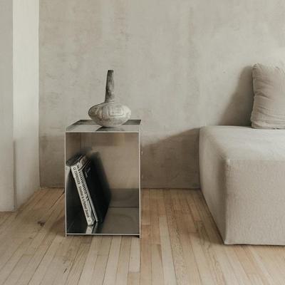 Modern Square Side Table Bed Side Cabinet Stainless Steel 420x320x320mm with Minimalist Design
