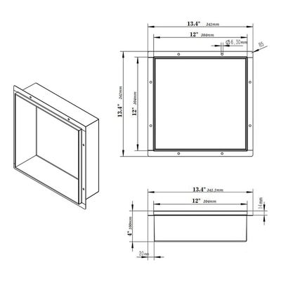 12x12 Inch Shower Wall Niche Rectangular Shape For Bathroom Storage