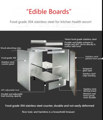 Custom Stainless Steel Top Island Brushed With Adjustable Shelves