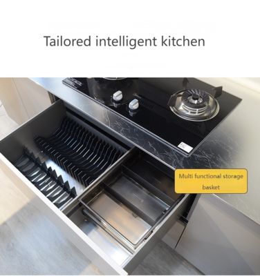 Custom Stainless Steel Top Island Brushed With Adjustable Shelves