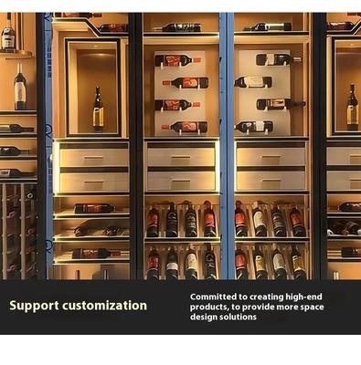 Stainless Steel Wine Bar Cabinet Household Wine Display Cabinet With LED Lighting
