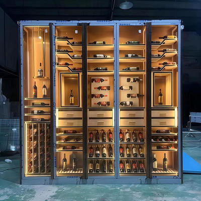 Stainless Steel Wine Bar Cabinet Household Wine Display Cabinet With LED Lighting