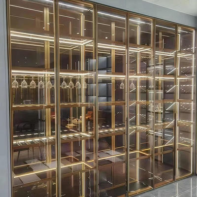 Stainless Steel Wine Bar Cabinet Household Wine Display Cabinet With LED Lighting
