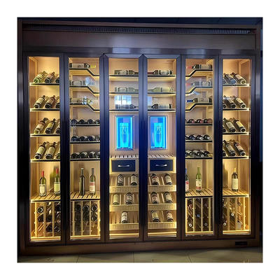 Stainless Steel Wine Bar Cabinet Household Wine Display Cabinet With LED Lighting