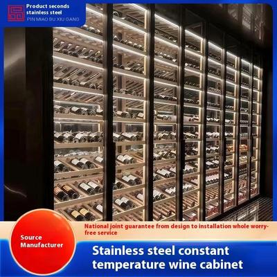 Stainless Steel Wine Bar Cabinet Household Wine Display Cabinet With LED Lighting