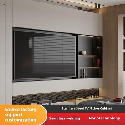 Modern TV Wall Niche 75 Inch Rectangular Wall Mounted With LED