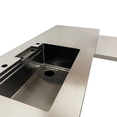 Brown Freestanding Kitchen Island Stainless Steel Kitchen Island Modern Style With 2 Drawers