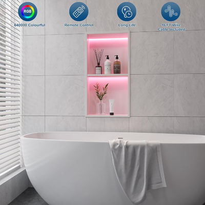 12x24 Inch 2 Tier White Shower Wall Insert Shelf Bathroom Shower Wall Inserts