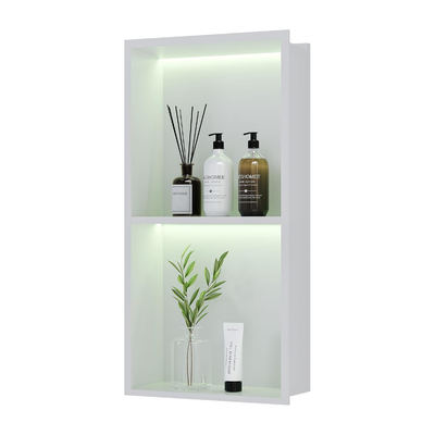 12x24 Inch 2 Tier White Shower Wall Insert Shelf Bathroom Shower Wall Inserts