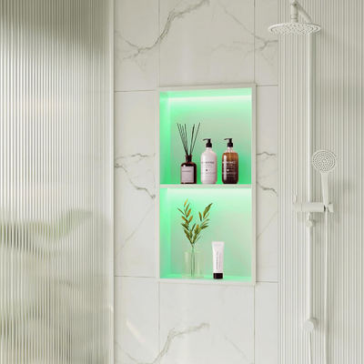 12x24 Inch 2 Tier White Shower Wall Insert Shelf Bathroom Shower Wall Inserts