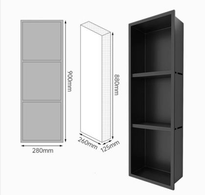 900x280x125mm Stainless Steel Shower Niche Shelf Rust Resistant Wall Mounted