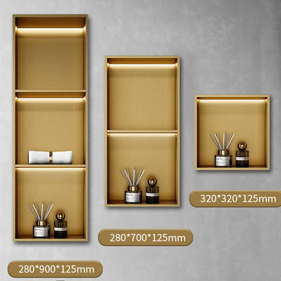 30x6x4 Inches Metal Shower Niche Insert Gold Brushed Surface With Antique Style