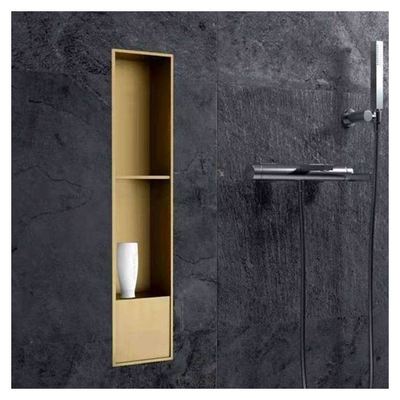 30x6x4 Inches Metal Shower Niche Insert Gold Brushed Surface With Antique Style
