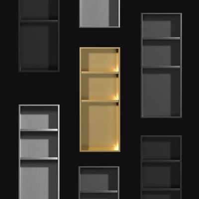 30x6x4 Inches Metal Shower Niche Insert Gold Brushed Surface With Antique Style