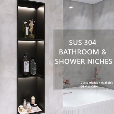 320x320x125mm Wall Niche Shelf Matt Black Wall Mounted Shower Wall Niche Inserts