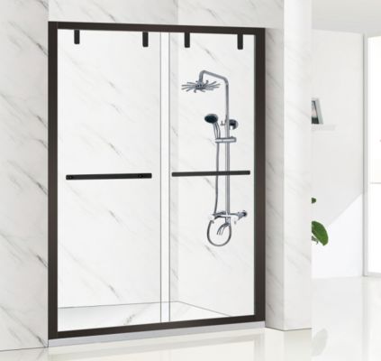 Waterproof Stainless Steel Shower Room 8mm Glass Thickness Sliding Door Rose Gold
