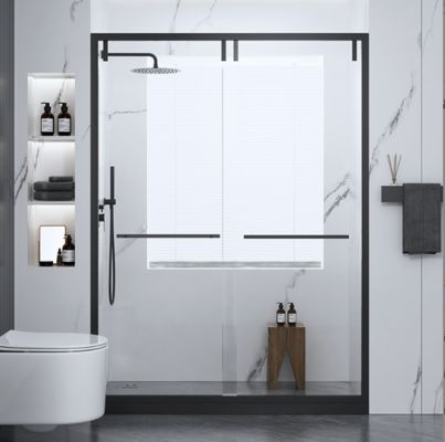 36x36x80 Inches Stainless Steel Shower Cabin Wall Mounted Black Corrosion Resistant