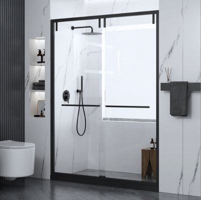 36x36x80 Inches Stainless Steel Shower Cabin Wall Mounted Black Corrosion Resistant