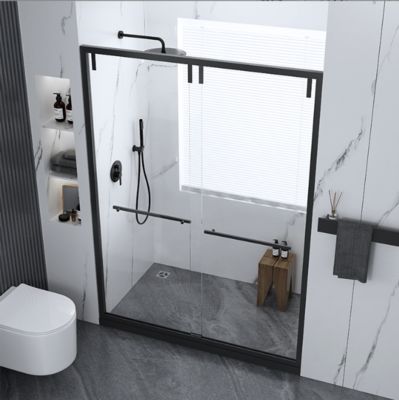 36x36x80 Inches Stainless Steel Shower Cabin Wall Mounted Black Corrosion Resistant
