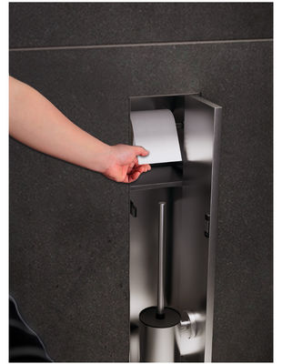 Modern Rimless Recessed Toilet Brush Cabinet 304 Stainless Steel Wall Niche 608x176x176mm