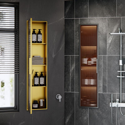 Modern Built-in Glass Door Stainless Steel Shower Niche with Corrosion Resistant 304/316 Chrome Plated Finish