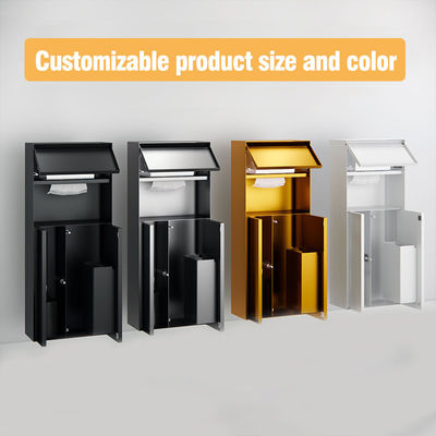 304 Stainless Steel Bathroom Concealed Trash Can with Built-in Tissue Box and Chrome Plated Finish 718x298x140mm