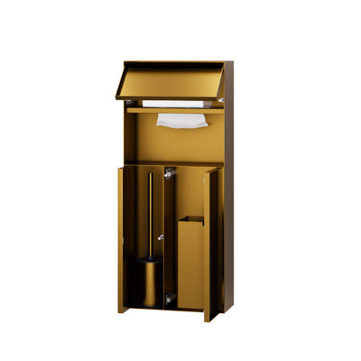 304 Stainless Steel Bathroom Concealed Trash Can with Built-in Tissue Box and Chrome Plated Finish 718x298x140mm