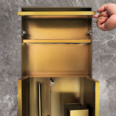 304 Stainless Steel Bathroom Concealed Trash Can with Built-in Tissue Box and Chrome Plated Finish 718x298x140mm