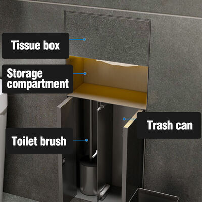 Customizable Stainless Steel Shower Niche with Concealed Surface Mounted Design and Built In Tissue Box 716x298x140mm