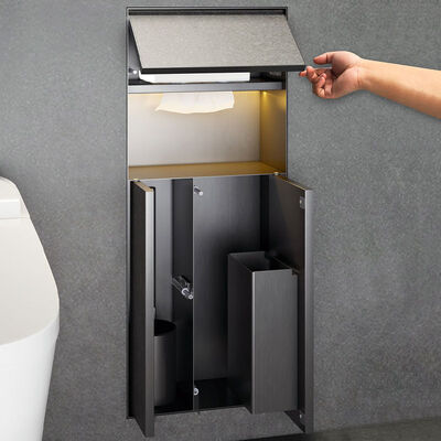 Customizable Stainless Steel Shower Niche with Concealed Surface Mounted Design and Built In Tissue Box 716x298x140mm