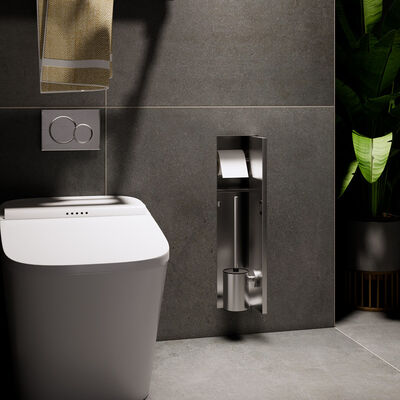 Stainless Steel Material Niche Bathroom Embedded Toilet Brush 304 Tissue Box Niche Layered Shelf Full Welding Seamless