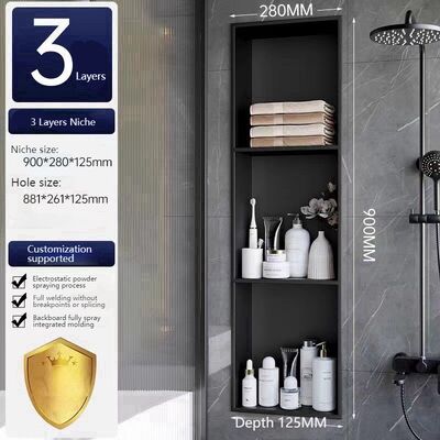 Modern Open Grid Niche Bathroom Embedded Internet Celebrity Toilet Storage TV Seamless Weld Anti-Fingerprint Nano Customizable