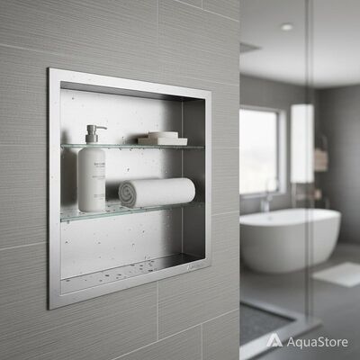 Durable Stainless Steel Shower Niche Rectangular Bathroom Recessed Storage Organizer Designed for Shower Product Storage