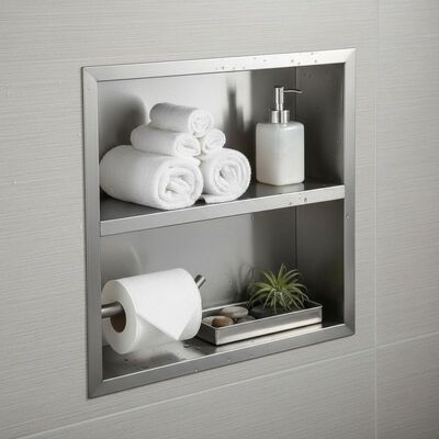 304 Stainless Steel Wall Niche Bathroom Toilet Storage Rack Providing Corrosion Resistance and Functional Storage Space