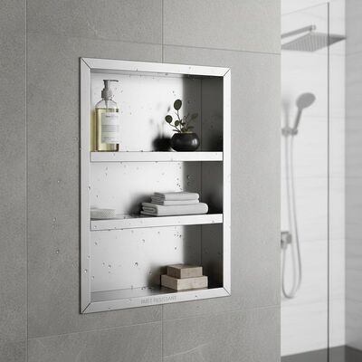 Rust Resistant Stainless Steel Shower Niche Easy To Clean Matte Surface Practical Bathroom Storage Organizer