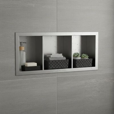 Matte stainless steel bathroom niche recessed shelf durable corrosion resistant storage solution for modern bathroom organization