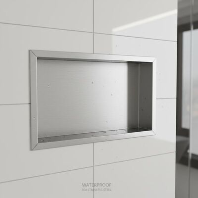 Waterproof Stainless Steel Shower Niche 304 Stainless Steel Rust Proof Recessed Wall Mounted Storage Shelf for Bathroom
