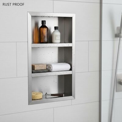 Rust Proof Stainless Steel Shower Niche Matte Texture Bathroom Built In Wall Storage Recessed Organizer for Shower Items
